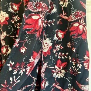 Vintage Kathie Lee Y2K 90’s Black Floral Whimsigoth Midi Wrap Skirt Size 18W/20W